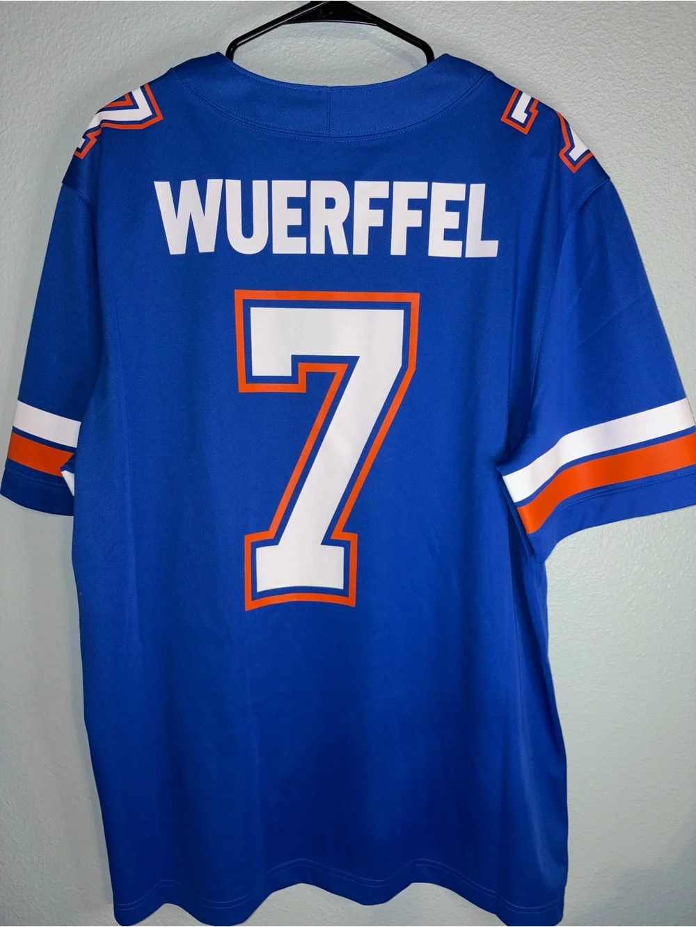 Jordan Men’s Royal Blue #7 Football Jersey with White & Orange Trim